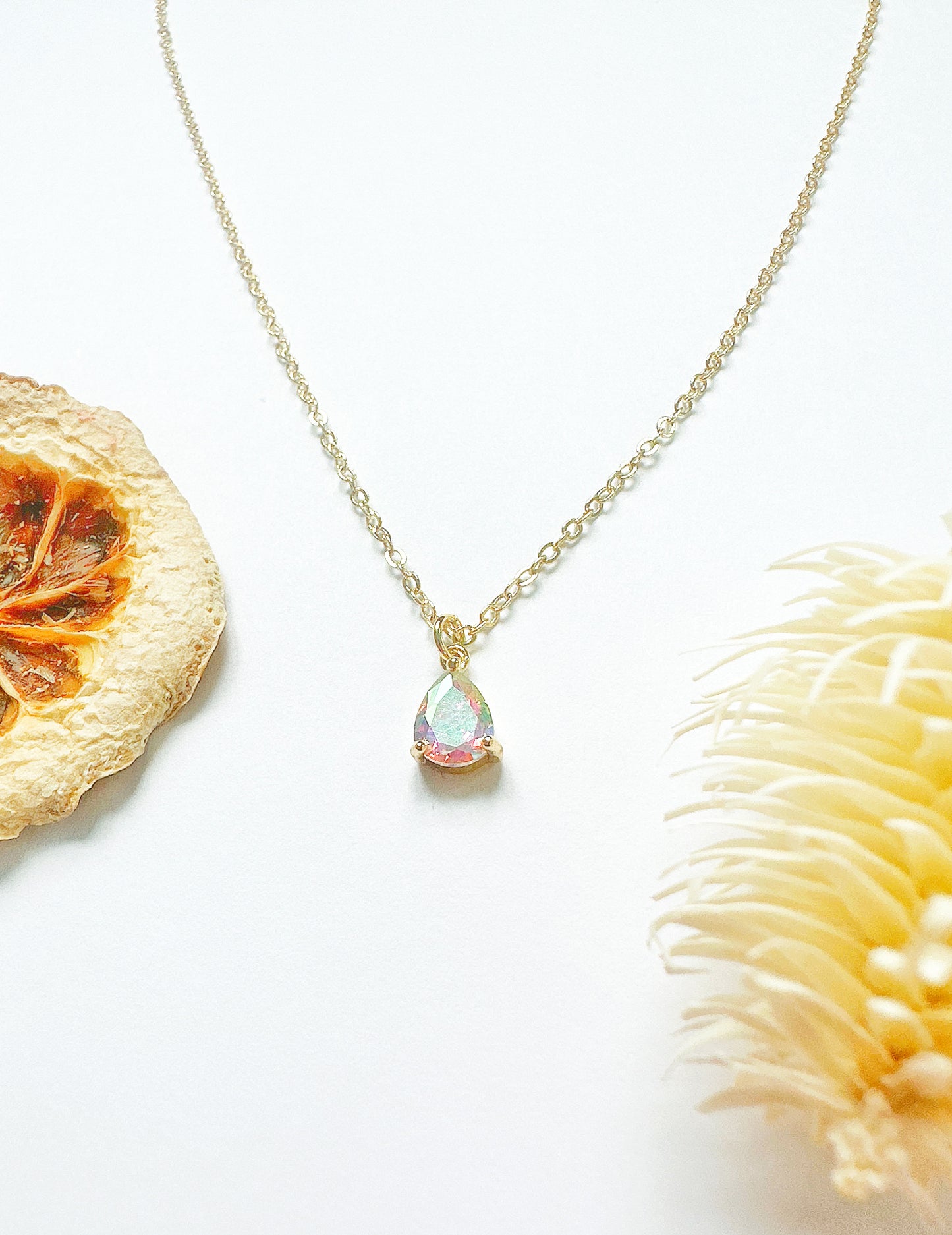 Crystal Sea Drop 18K Gold Filled Necklace