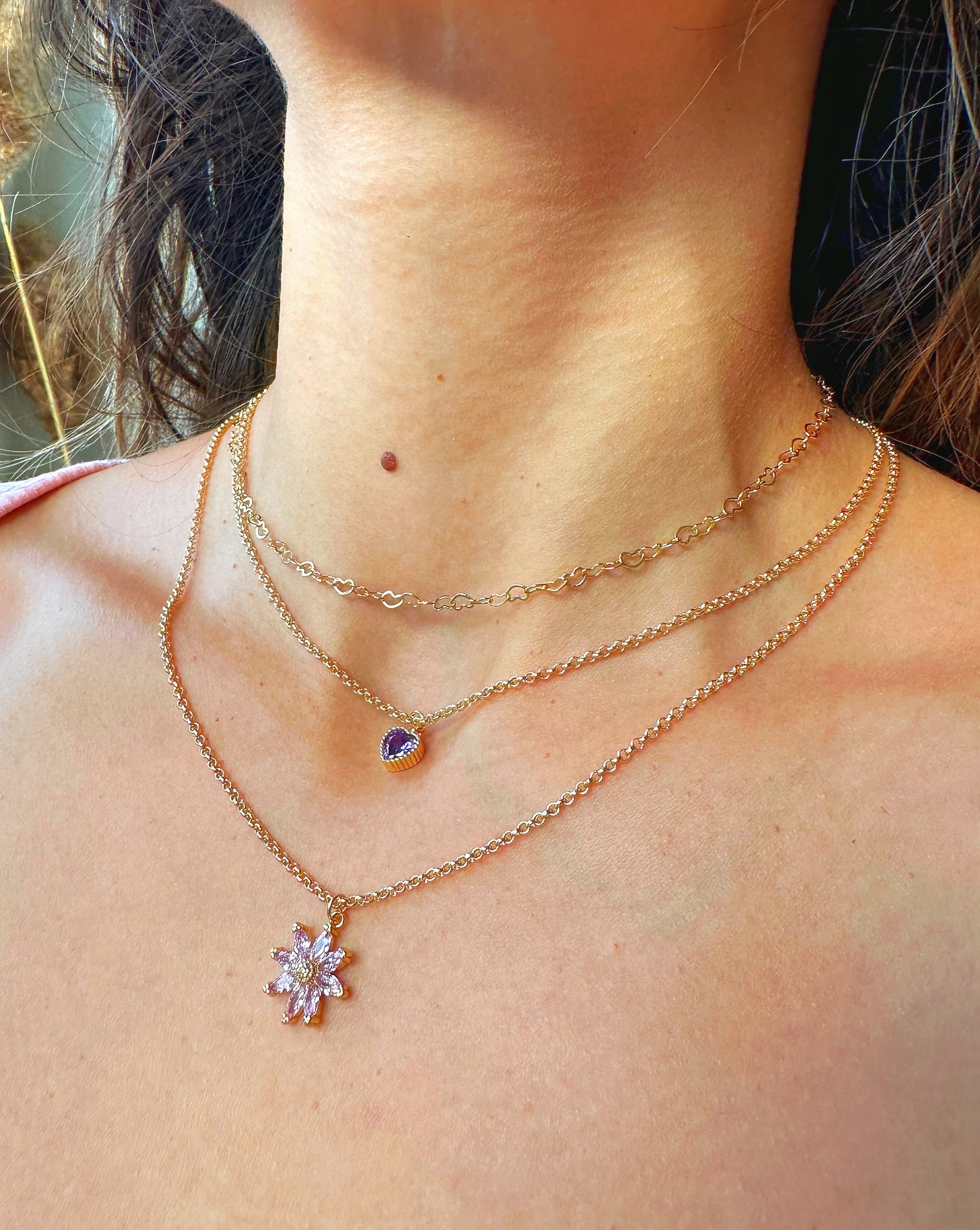 Pink Daisy Dreams Gold-Filled Necklace