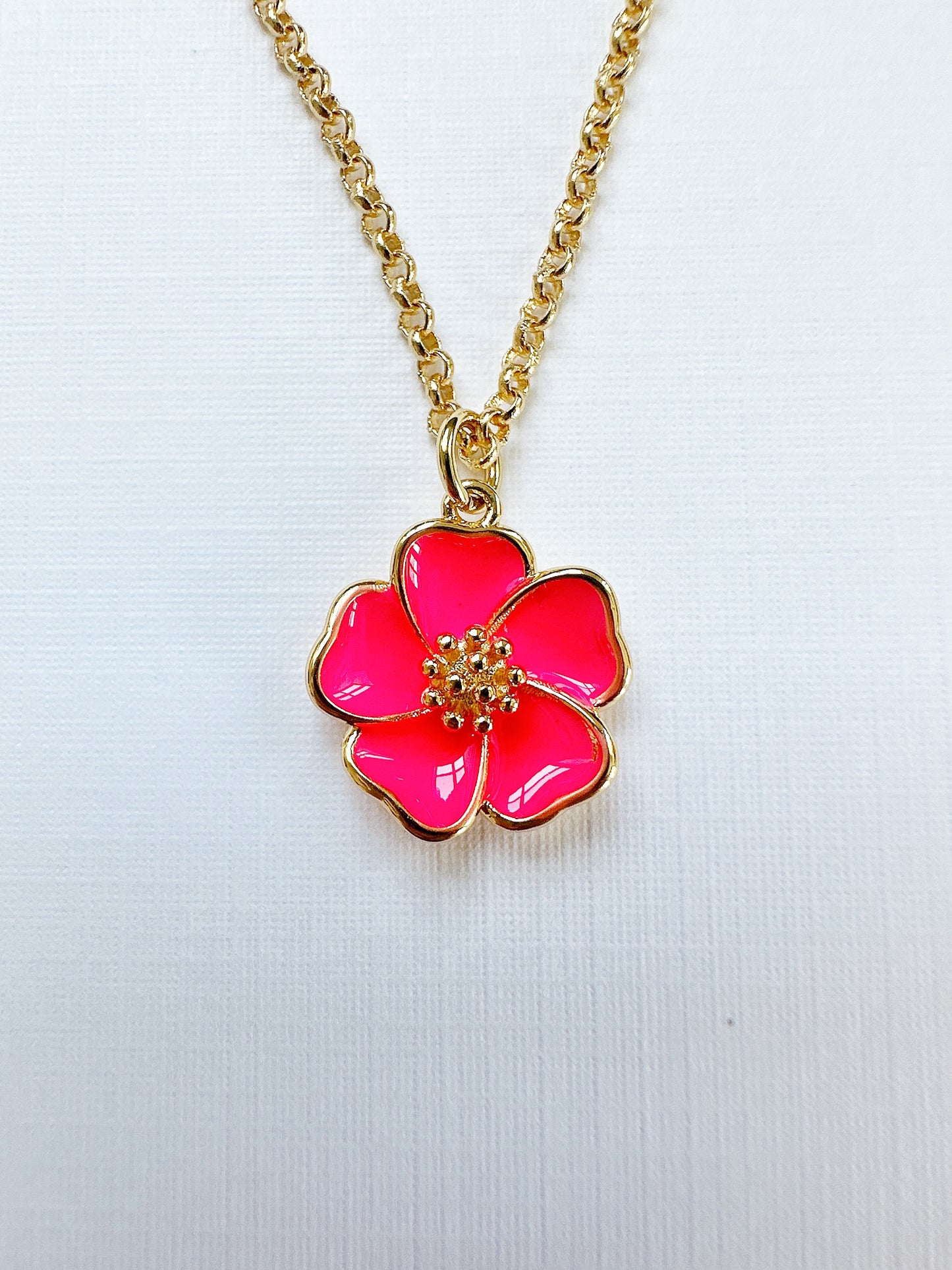 Rosé Hibiscus Gold-Filled Necklace