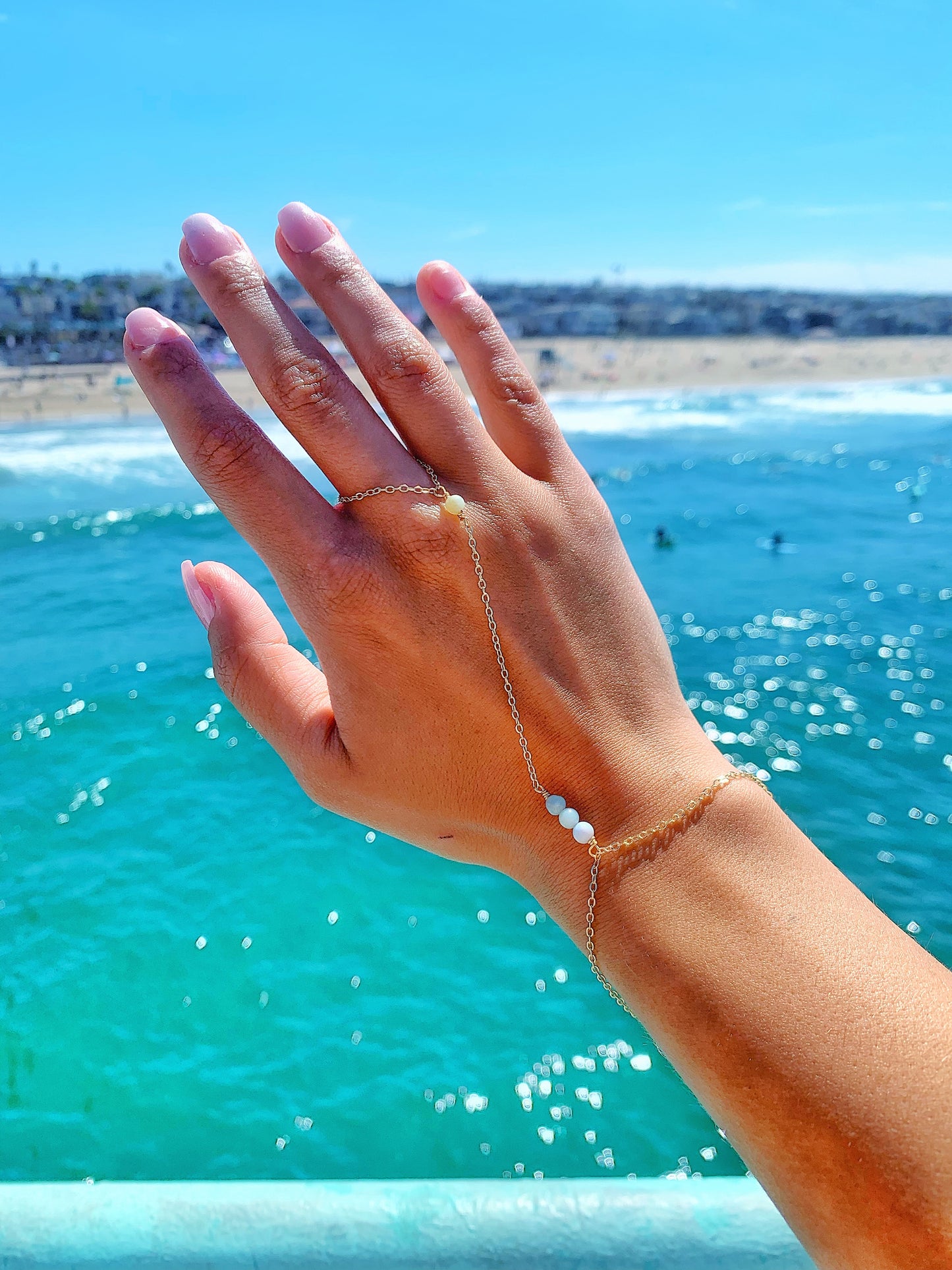 14k Amazonite Sea Hand Chain