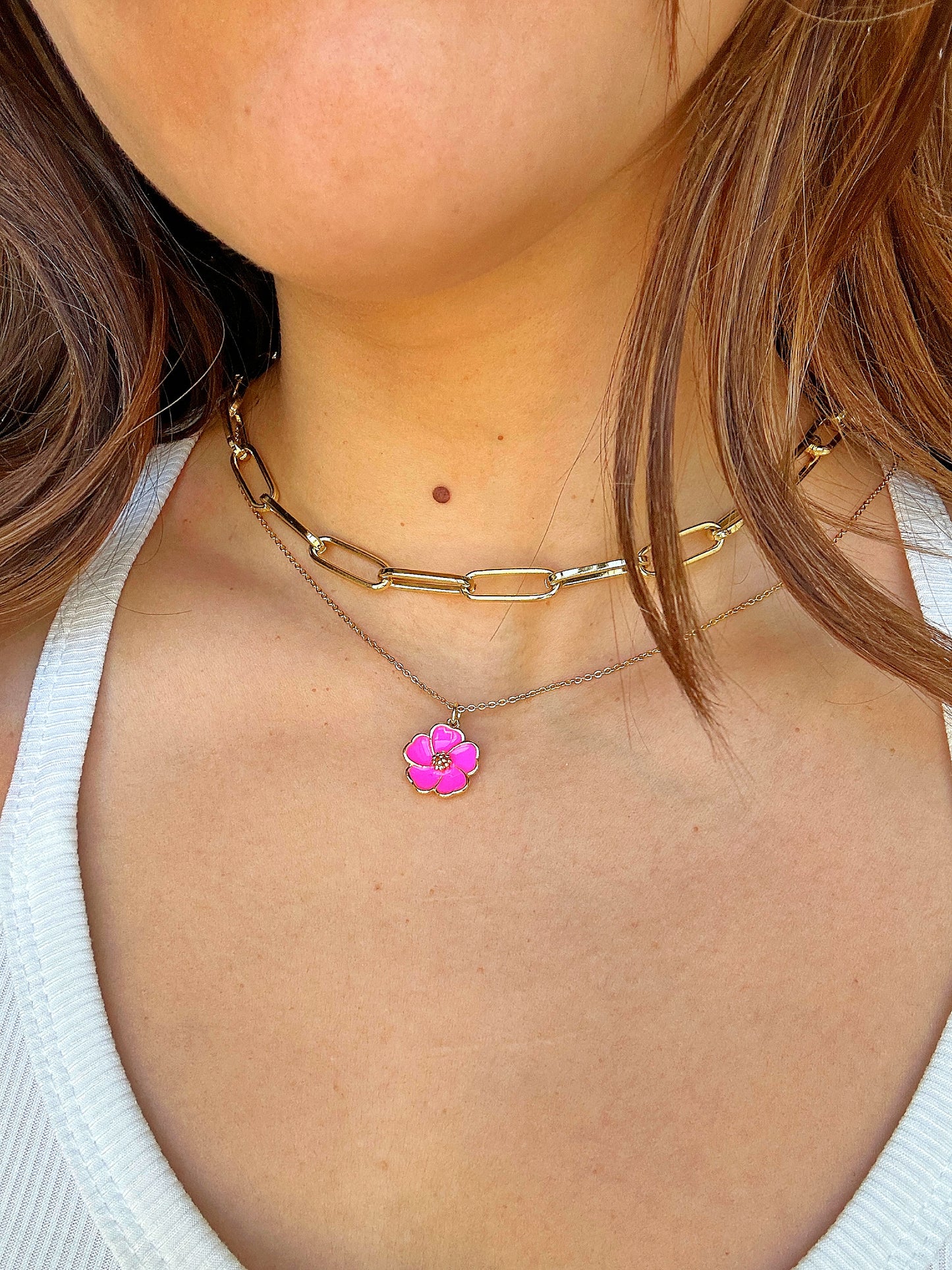 Rosé Hibiscus Gold-Filled Necklace