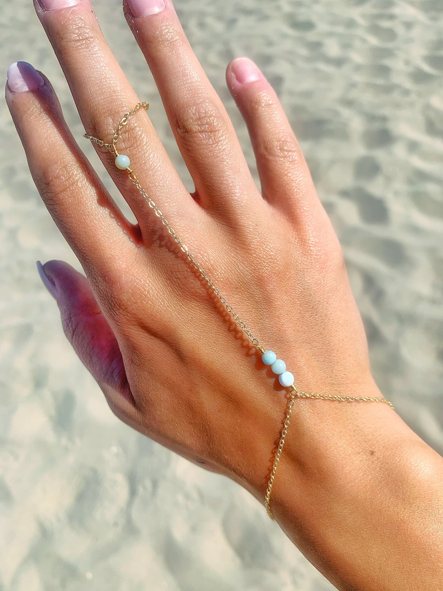 14k Amazonite Sea Hand Chain