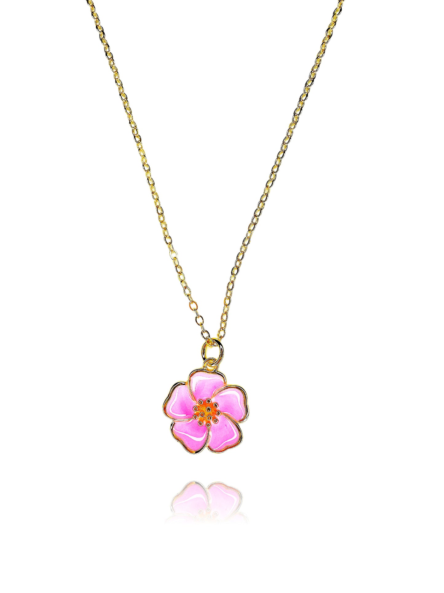 Bubblegum Pink Hibiscus Gold-Filled Necklace