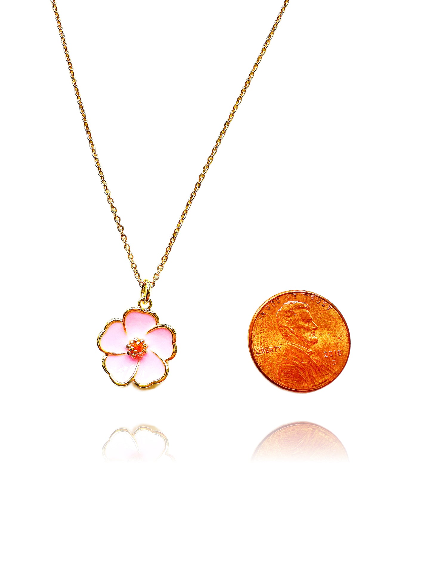 Bubblegum Pink Hibiscus Gold-Filled Necklace