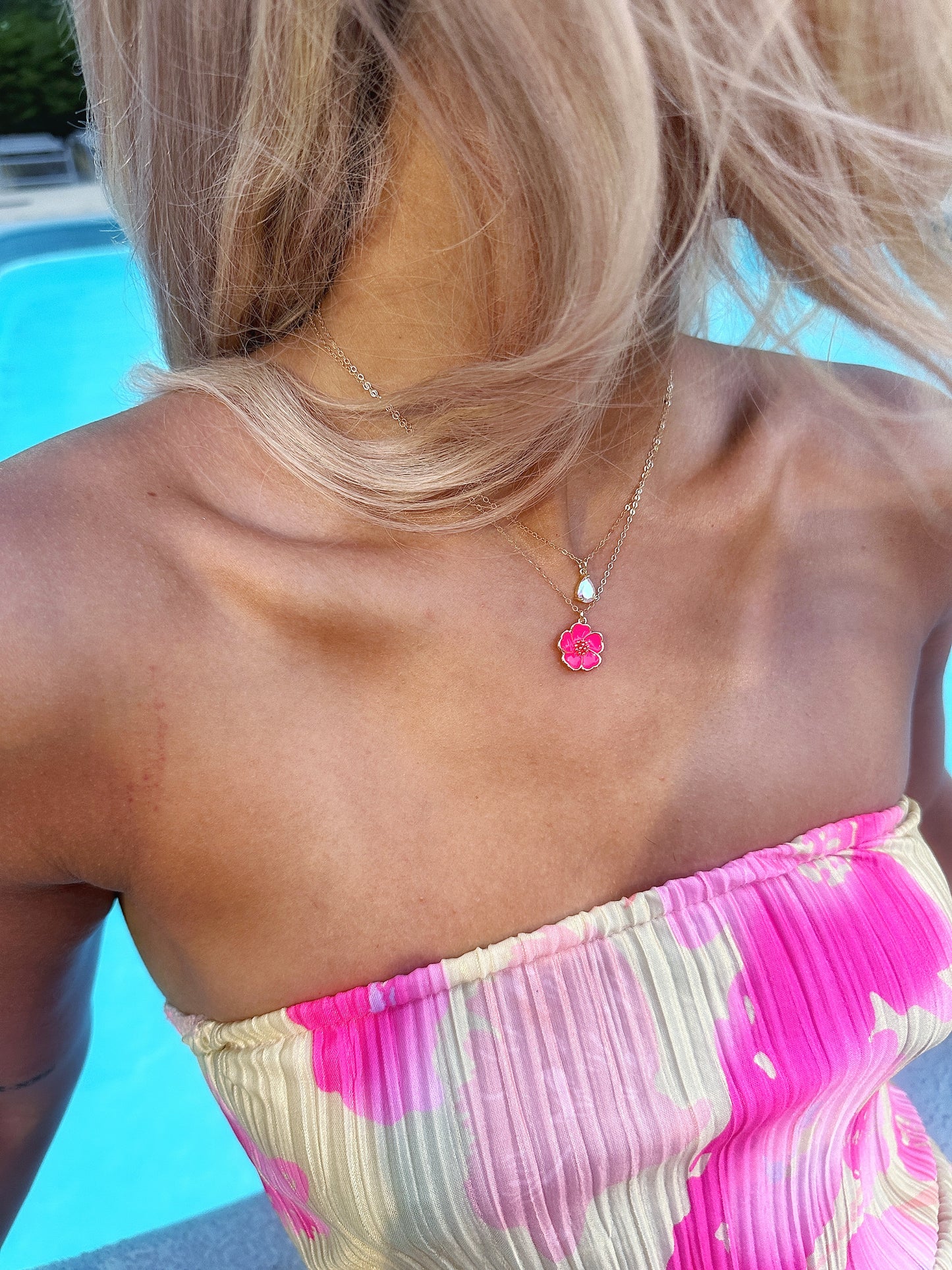 Rosé Hibiscus Gold-Filled Necklace