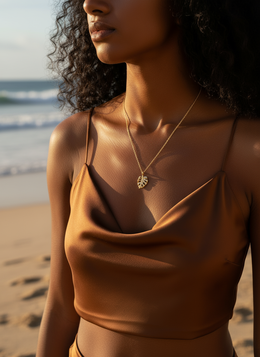 Island Girl 24K Gold-Filled Monstera Leaf Necklace