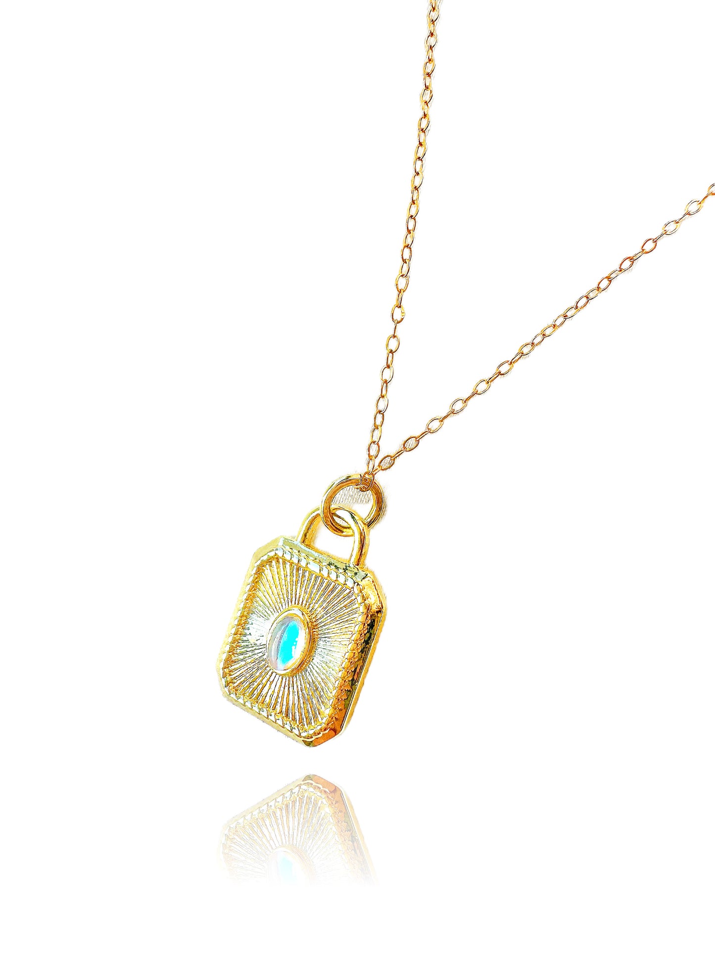 Moonstone Solitaire 24K Gold Filled Necklace