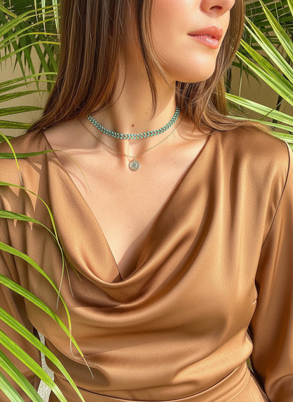 Turquoise Flow Herringbone Gold-filled Base Necklace