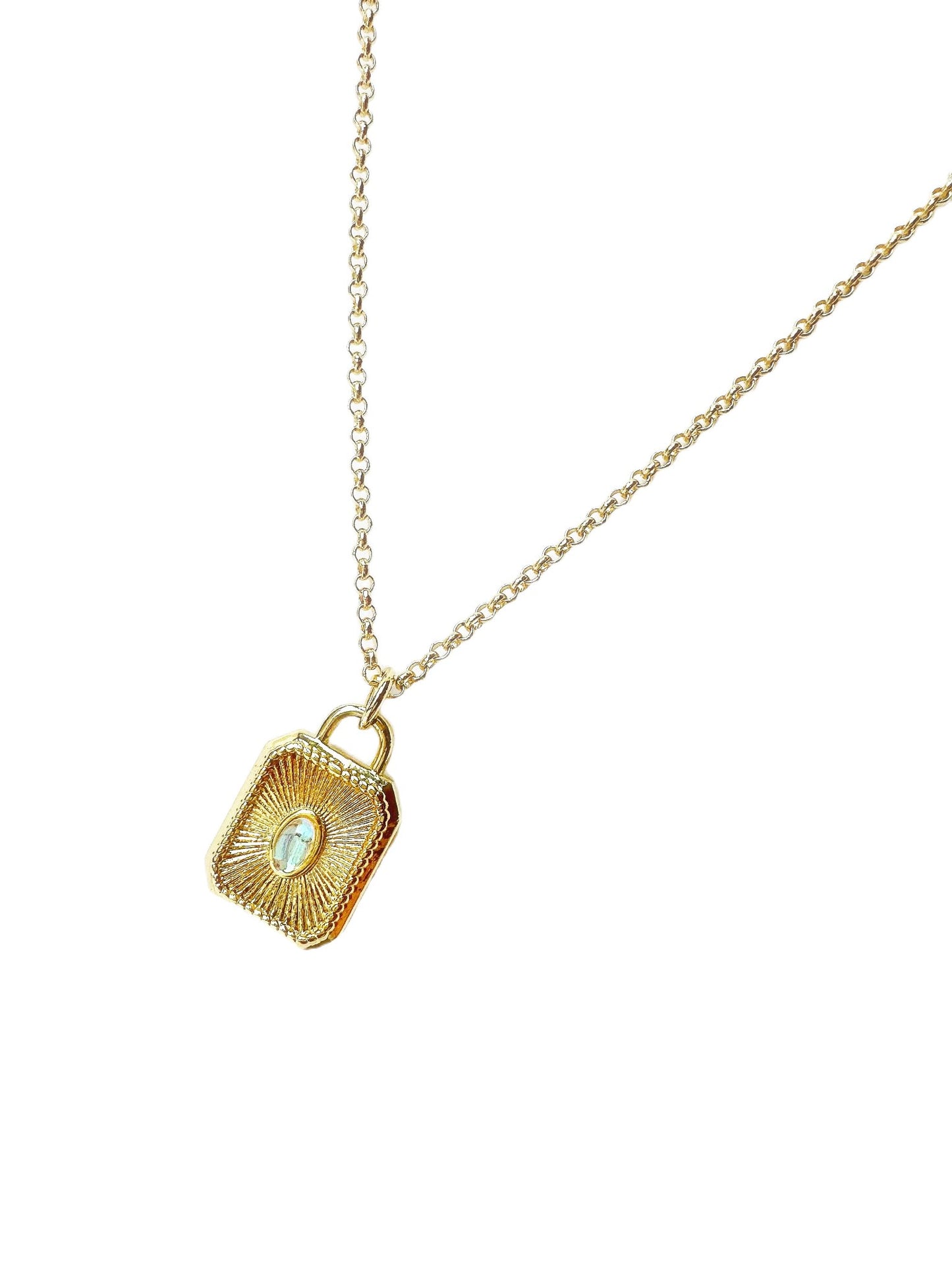 Moonstone Solitaire 24K Gold Filled Necklace
