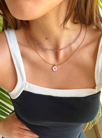 Amethyst Aura Gemstone Base Necklace
