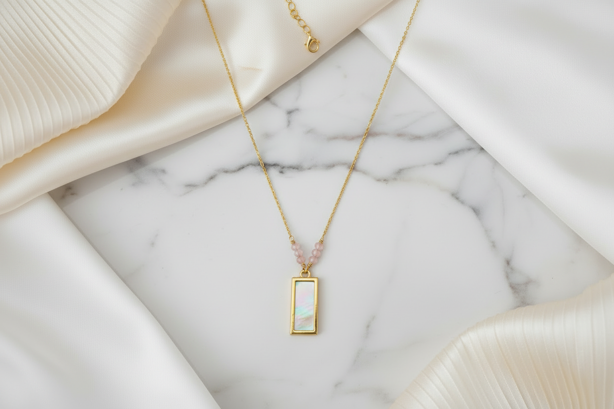 Aurora - Pearl & Morganite 16K Gold-Filled Necklace