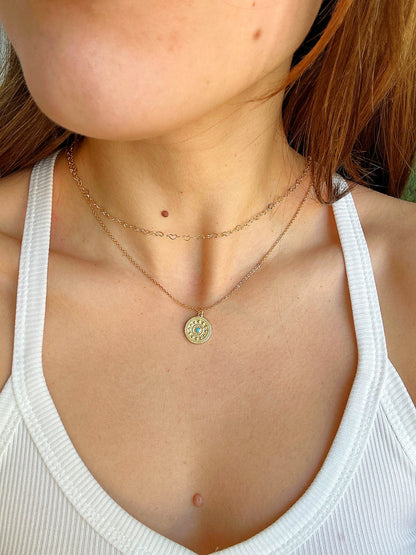 Gold-Filled Turquoise Medallion Necklace