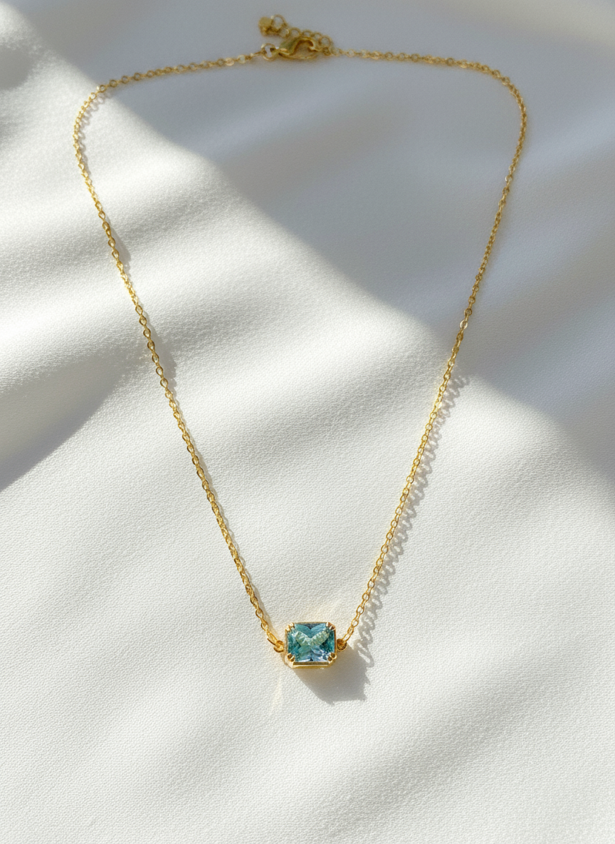 Blue Crystal 24K Gold-Filled Necklace