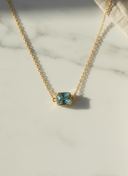 Blue Crystal 24K Gold-Filled Necklace