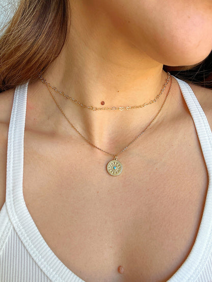 Gold-Filled Turquoise Medallion Necklace