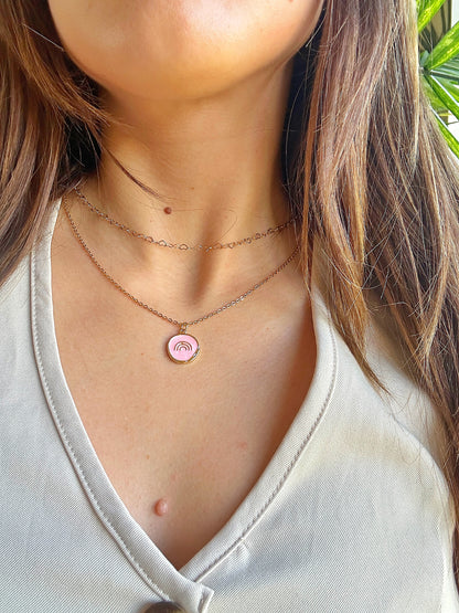 14k Gold-Filled Pink Rainbow Coin Necklace