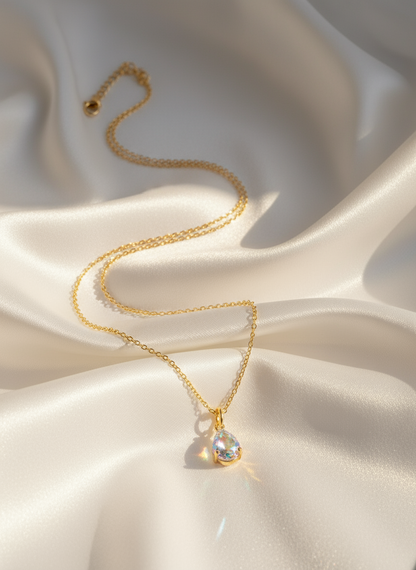 Crystal Sea Drop 18K Gold Filled Necklace