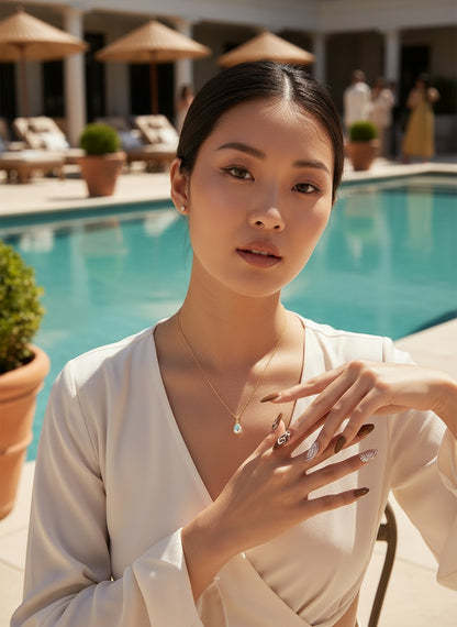 Crystal Sea Drop 18K Gold Filled Necklace