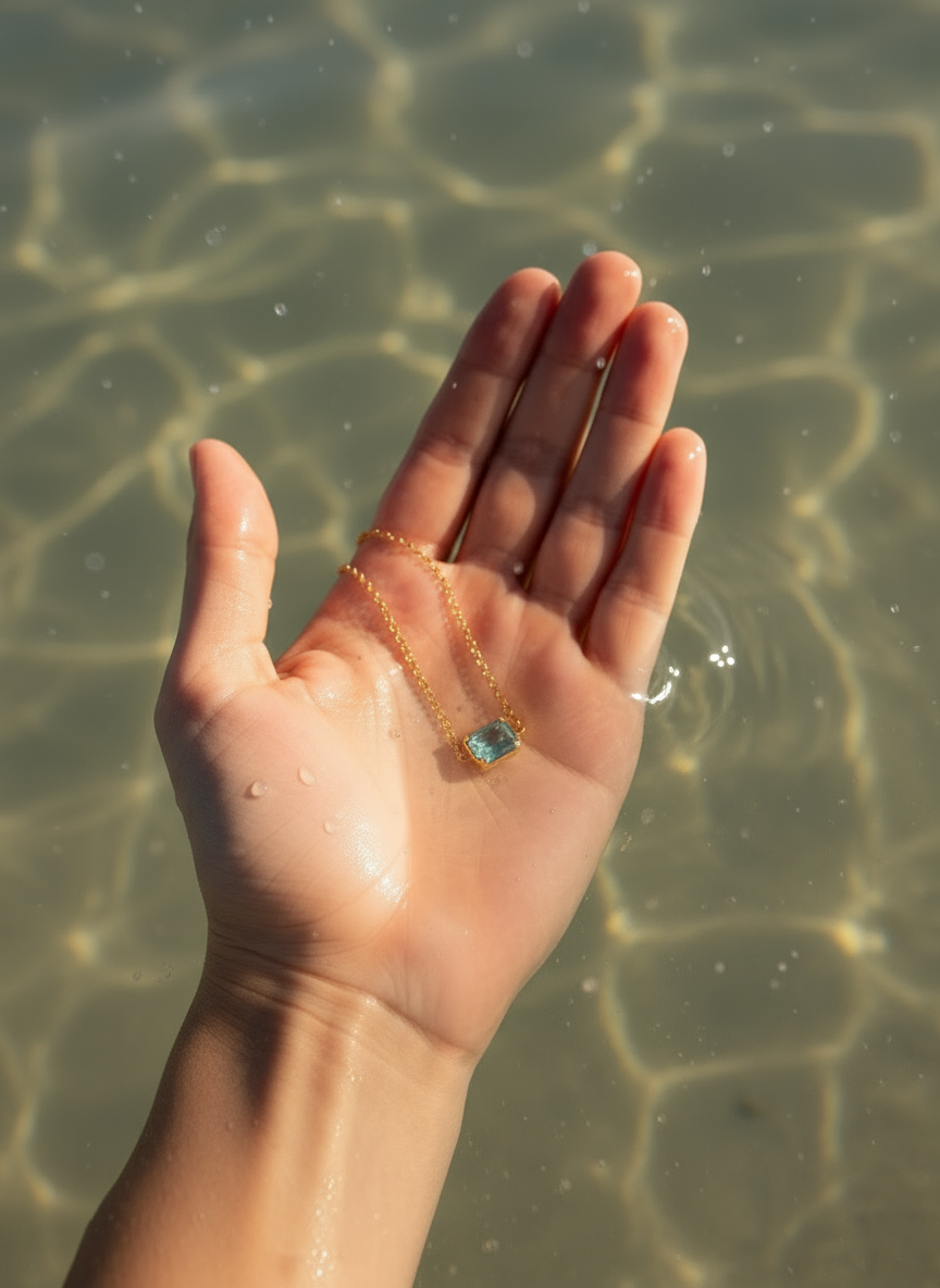 Blue Crystal 24K Gold-Filled Necklace