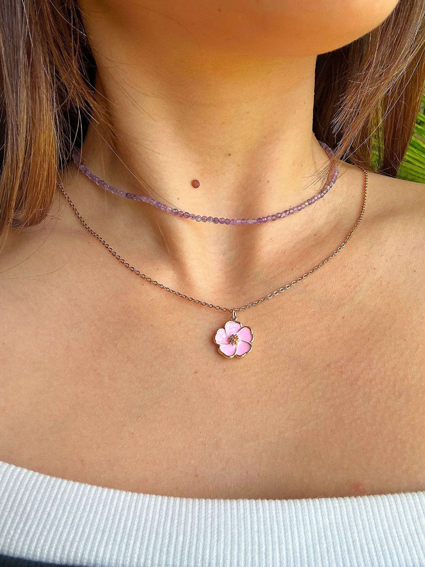 Amethyst Aura Gemstone Base Necklace