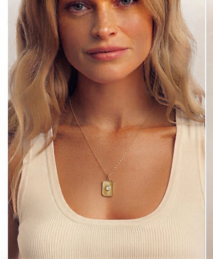 Moonstone Solitaire — 24K Gold-Filled Necklace