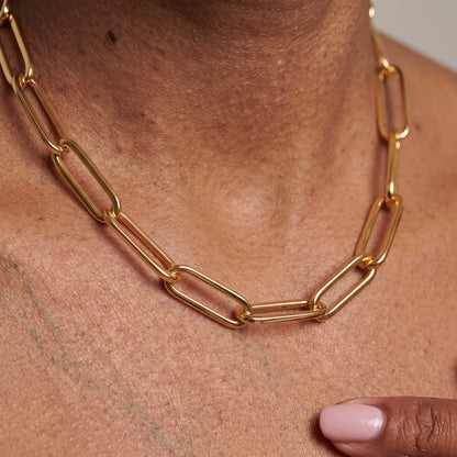 Chunky Gold-filled Paper Clip Base Necklace