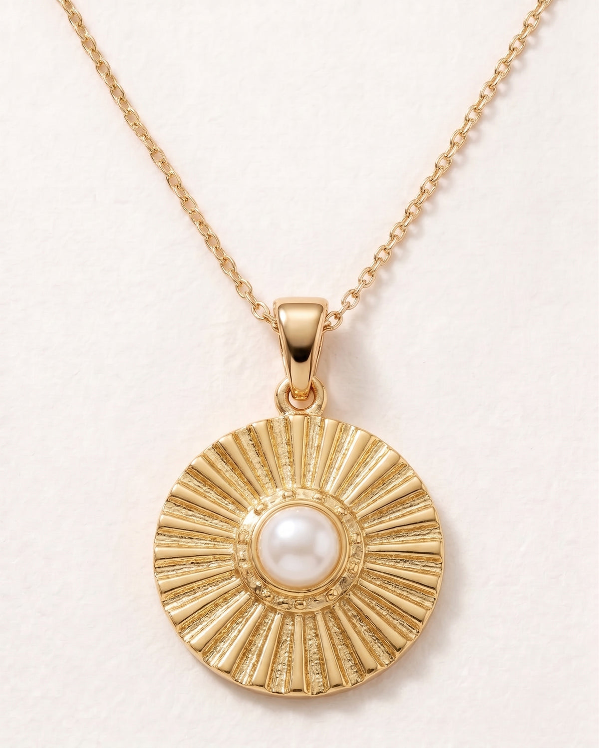 Gold Pearl Medallion — 14K Gold-Filled Necklace
