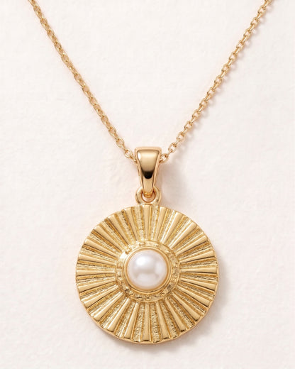 Gold Pearl Medallion — 14K Gold-Filled Necklace