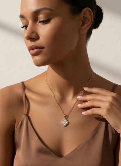 Pearly Petals 16K Gold-Filled Necklace