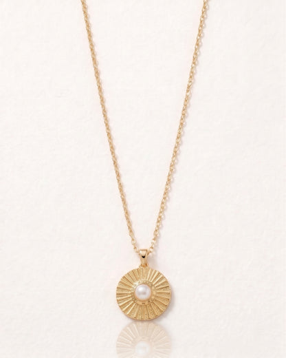 Gold Pearl Medallion — 14K Gold-Filled Necklace