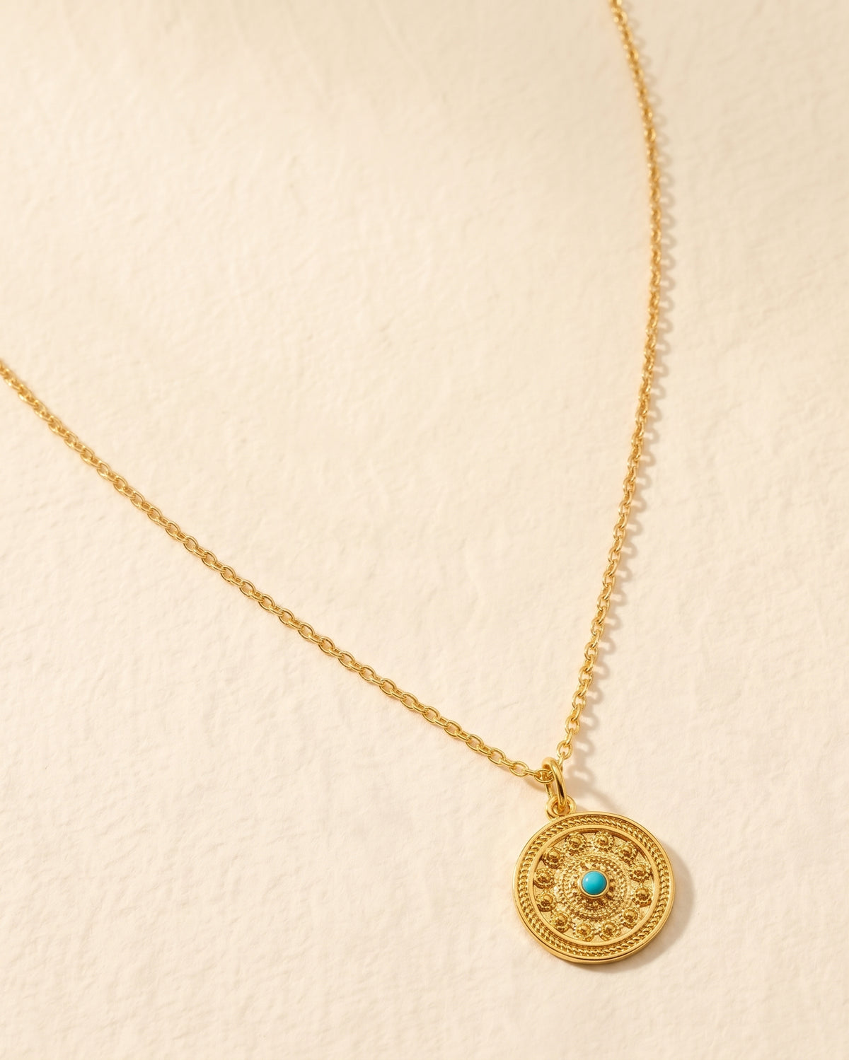 Turquoise Medallion — 14K Gold-Filled Necklace