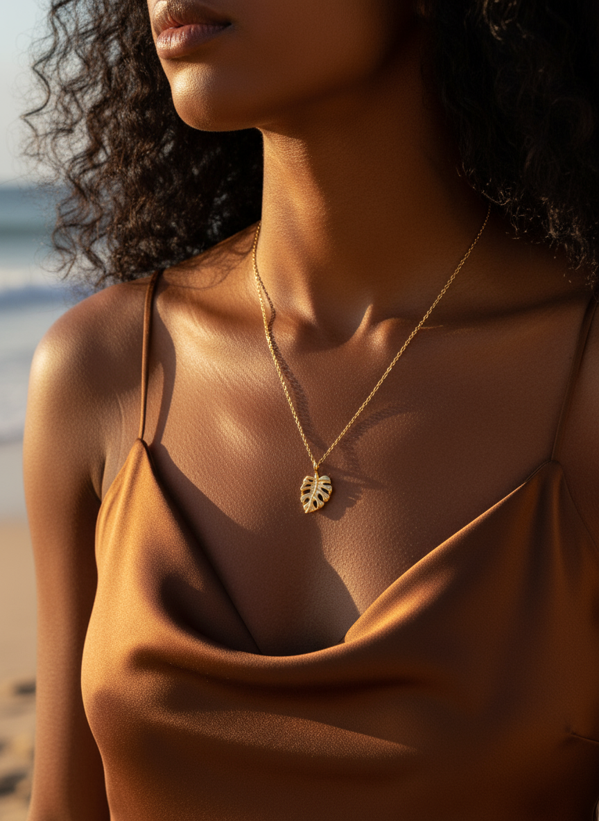 Island Girl 24K Gold-Filled Monstera Leaf Necklace