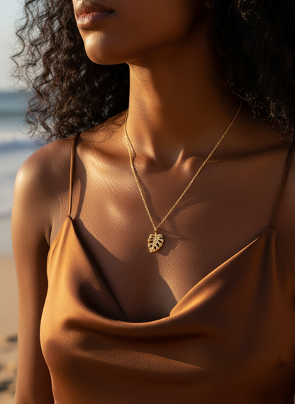 Island Girl 24K Gold-Filled Monstera Leaf Necklace