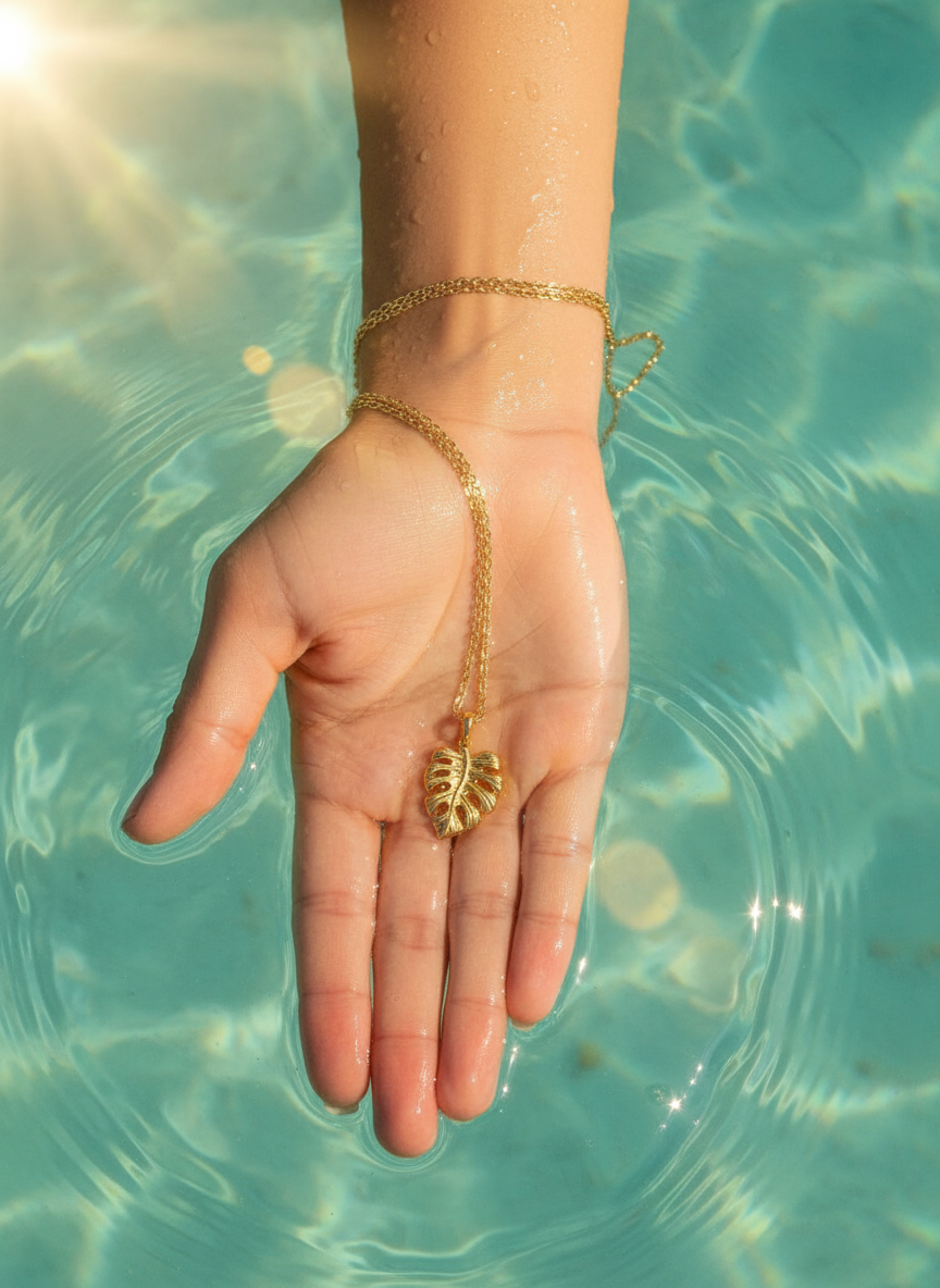 Island Girl 24K Gold-Filled Monstera Leaf Necklace