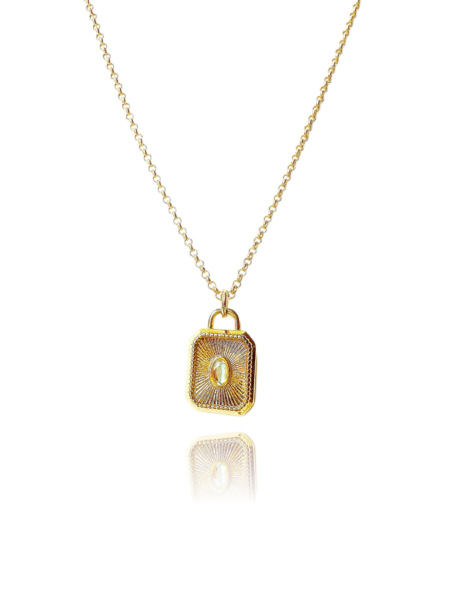 Moonstone Solitaire 24K Gold Filled Necklace