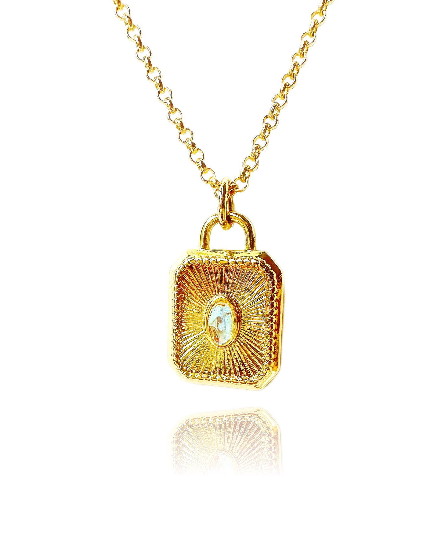 Moonstone Solitaire 24K Gold Filled Necklace