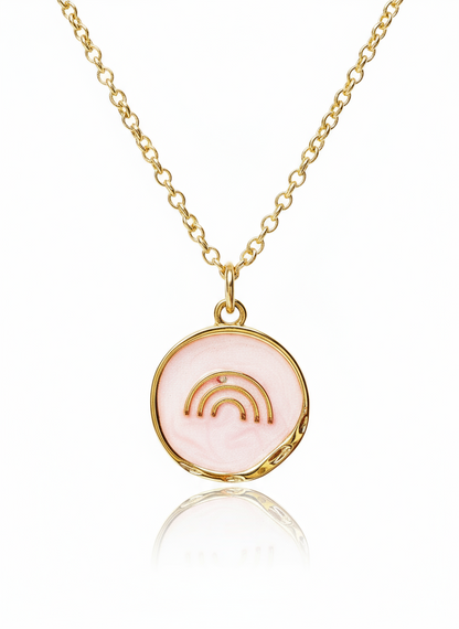 16k Gold-Filled Pink Rainbow Coin Necklace