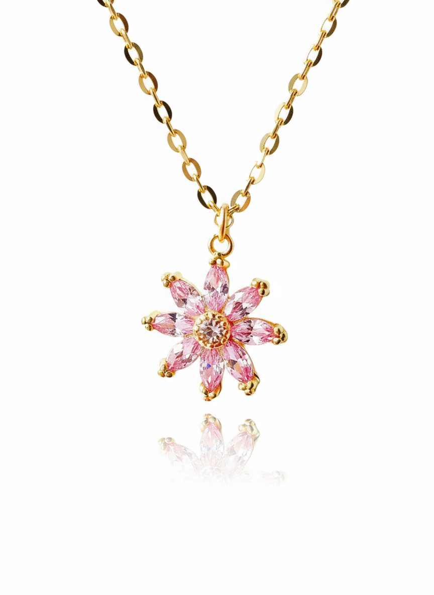 Pink Daisy Dreams Gold-Filled Necklace