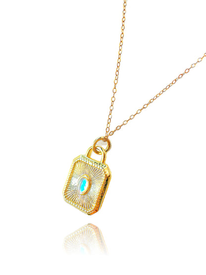 Moonstone Solitaire 24K Gold Filled Necklace