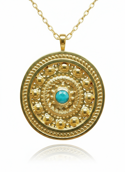 14K Gold-Filled Turquoise Medallion Necklace