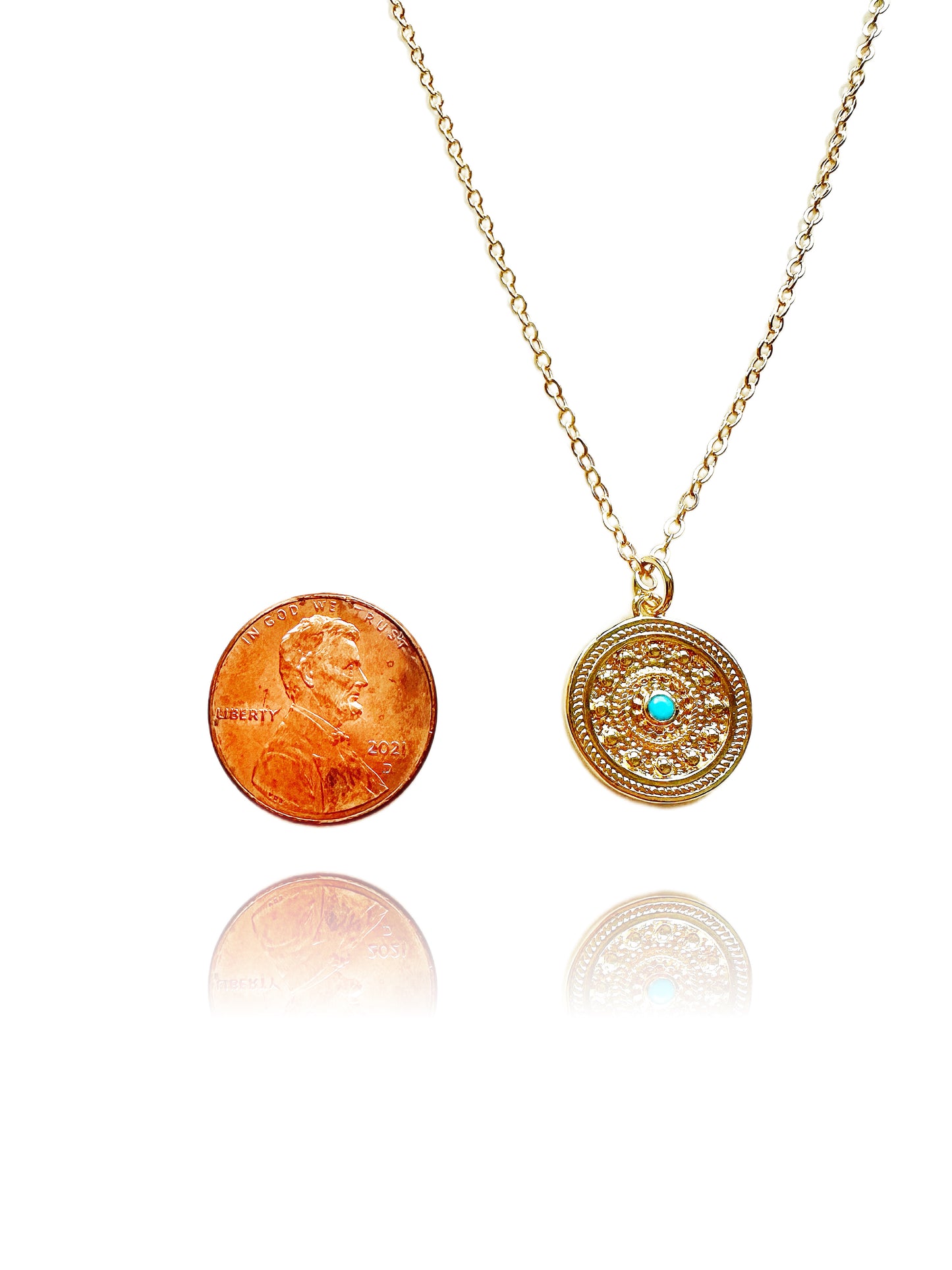 Gold-Filled Turquoise Medallion Necklace