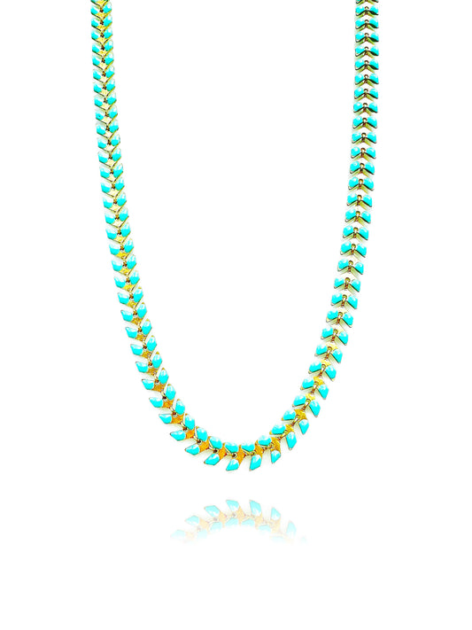 Turquoise Herringbone Necklace